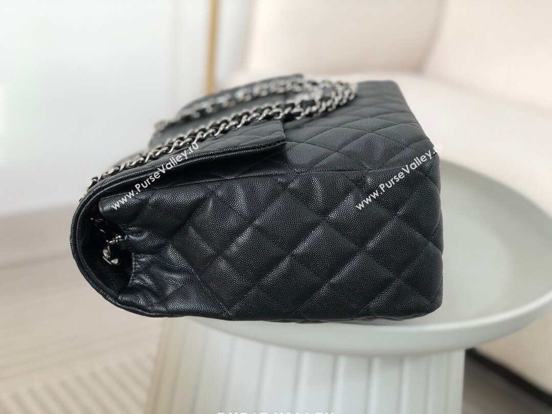 Chanel XXL Airline Travel Flap Bag in Grained Leather A4661 Black/Silver 2024 Top (SM-23122129)