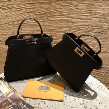 Fendi Peekaboo ISeeU Medium Selleria Bag in Grained Calfskin Black 2021 (CL-21090628)