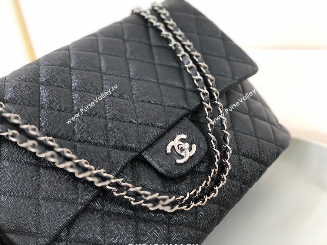 Chanel XXL Airline Travel Flap Bag in Grained Leather A4661 Black/Silver 2024 Top (SM-23122129)