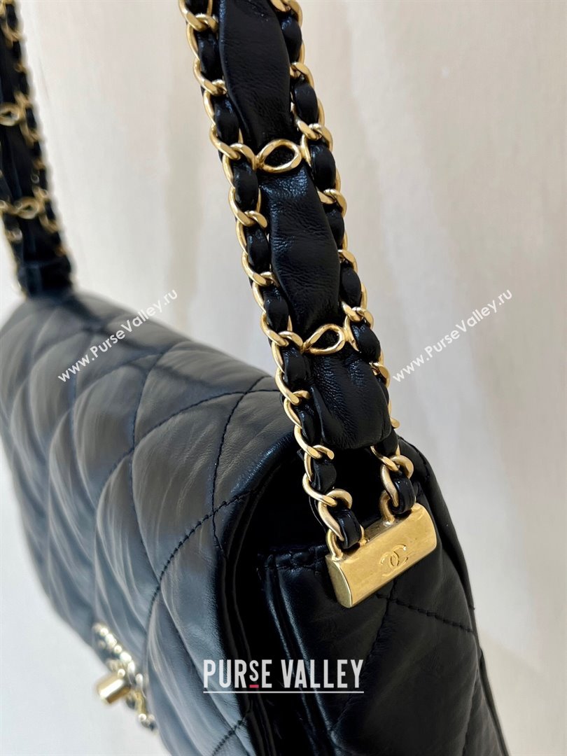 Chanel 19 Aged Calfskin Flap Bag AS4423 Black 2024 Top Quality (SHUNY-24091203)