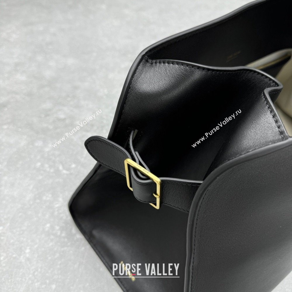 The Row Margaux Clutch in Smooth Leather Black 2025 1843 (ningm-250408059)