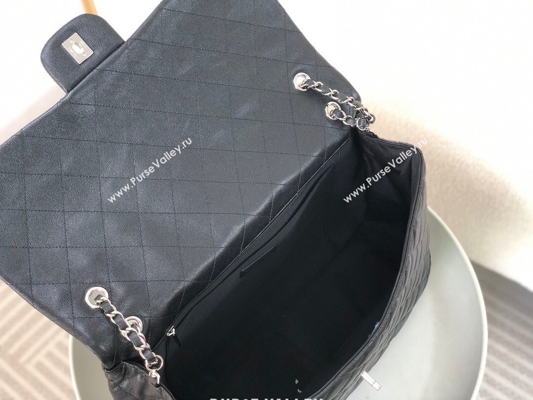 Chanel XXL Airline Travel Flap Bag in Grained Leather A4661 Black/Silver 2024 Top (SM-23122129)