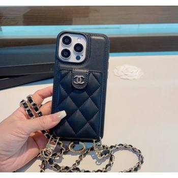 Chanel iPhone Case with Pouch and Chain Strap Black 2024 0727001 (A-240727001)