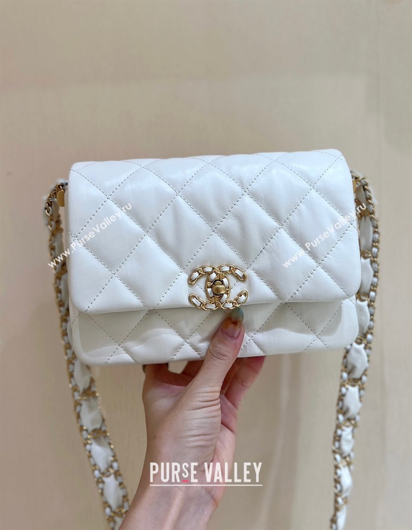 Chanel 19 Aged Calfskin Flap Bag AS4423 White 2024 Top Quality (SHUNY-24091204)