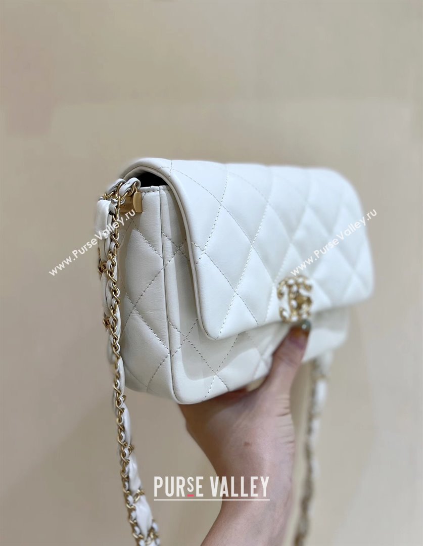 Chanel 19 Aged Calfskin Flap Bag AS4423 White 2024 Top Quality (SHUNY-24091204)