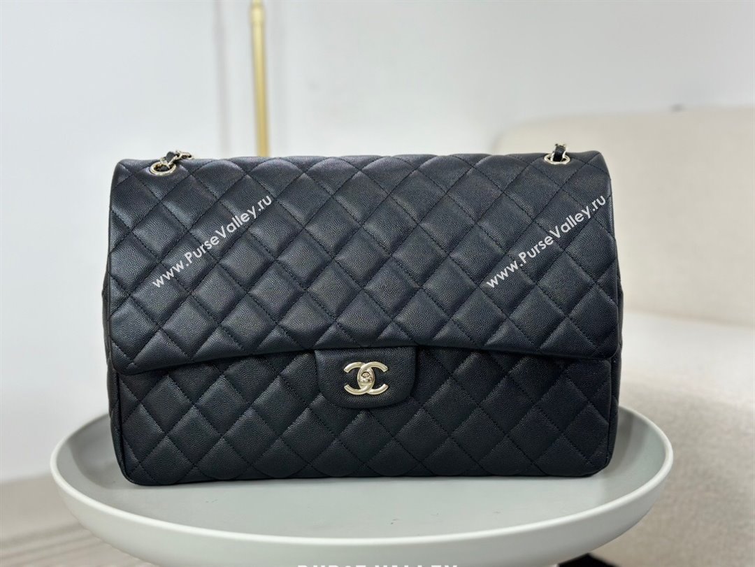 Chanel XXL Airline Travel Flap Bag inGrained Leather A4661 Black/Light Gold 2024 Top (SM-23122128)