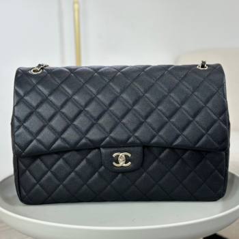 Chanel XXL Airline Travel Flap Bag inGrained Leather A4661 Black/Light Gold 2024 Top (SM-23122128)