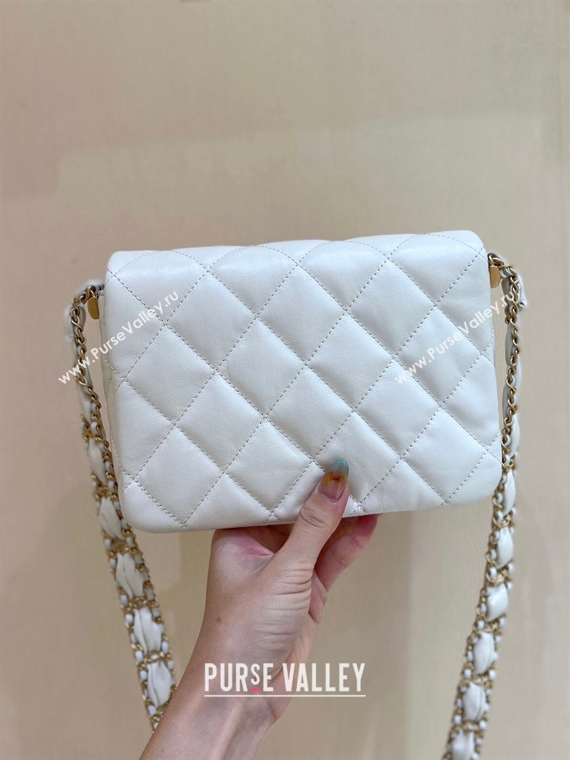 Chanel 19 Aged Calfskin Flap Bag AS4423 White 2024 Top Quality (SHUNY-24091204)