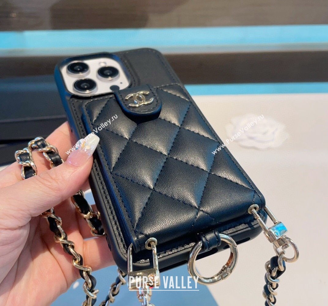 Chanel iPhone Case with Pouch and Chain Strap Black 2024 0727001 (A-240727001)