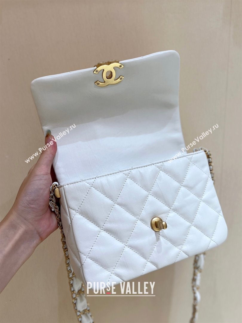 Chanel 19 Aged Calfskin Flap Bag AS4423 White 2024 Top Quality (SHUNY-24091204)