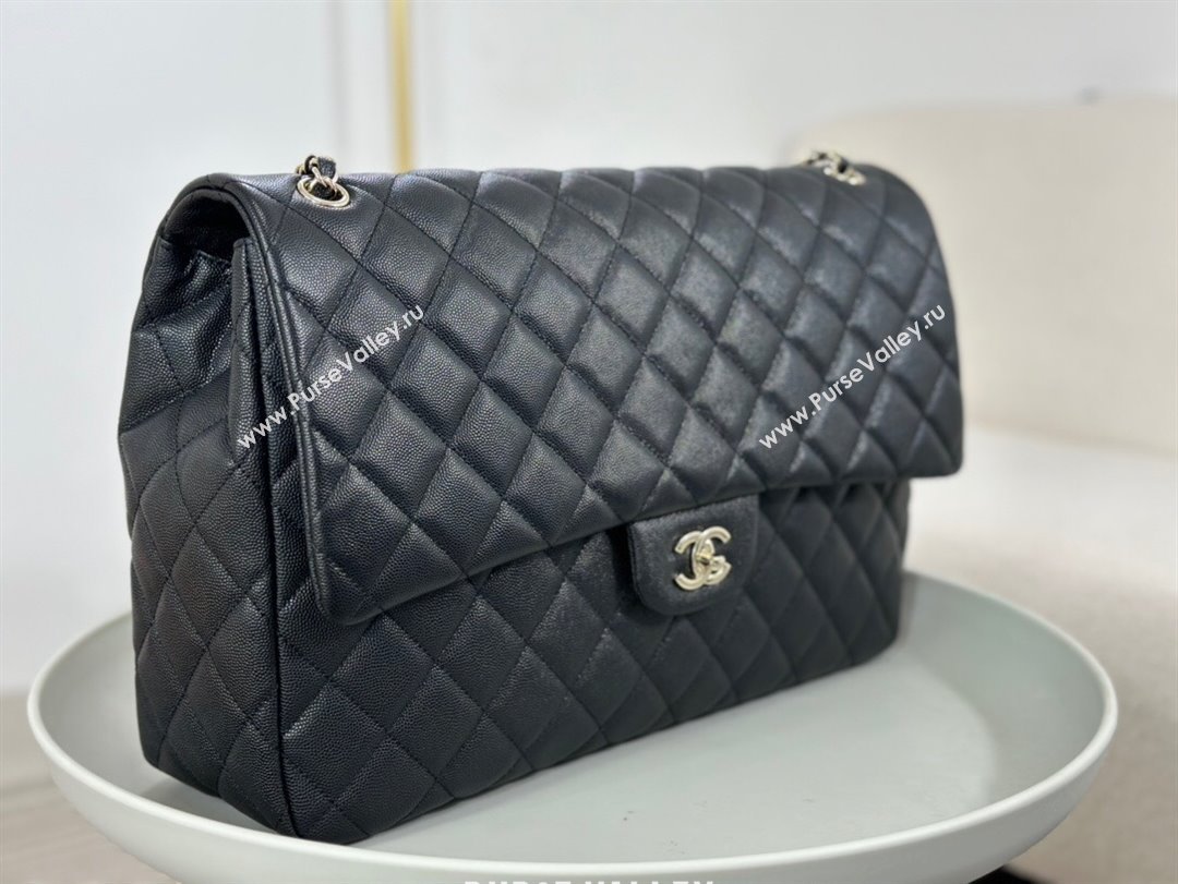 Chanel XXL Airline Travel Flap Bag inGrained Leather A4661 Black/Light Gold 2024 Top (SM-23122128)