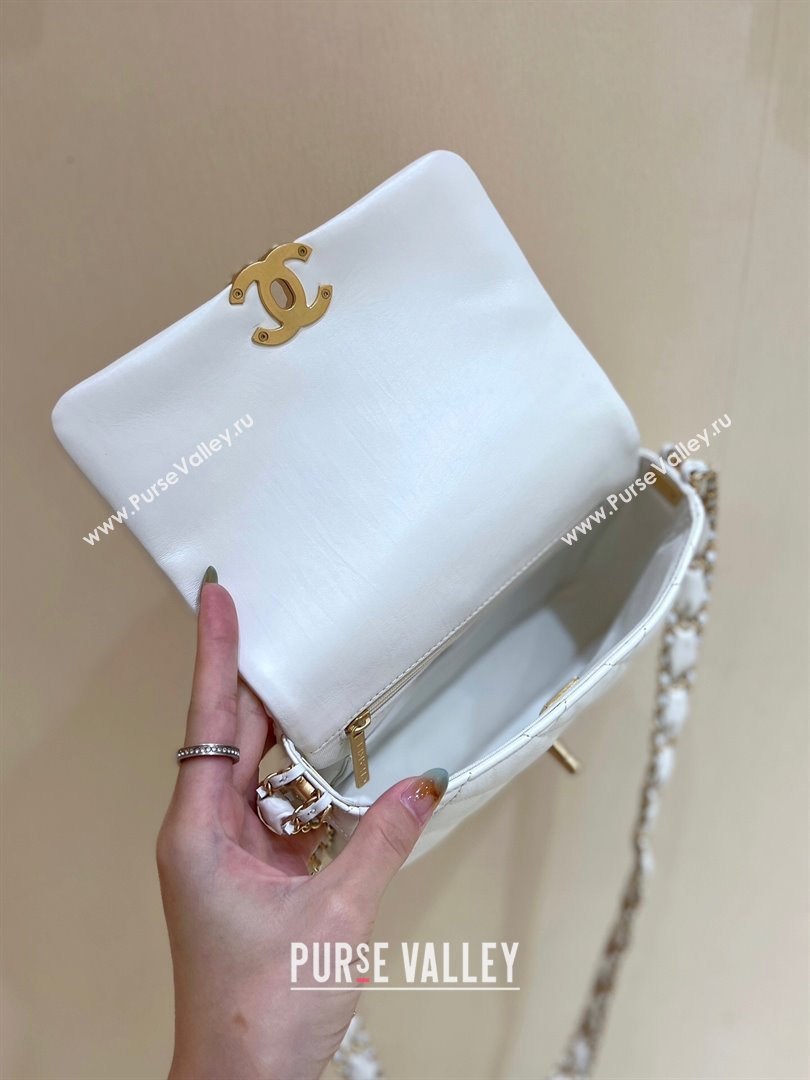 Chanel 19 Aged Calfskin Flap Bag AS4423 White 2024 Top Quality (SHUNY-24091204)