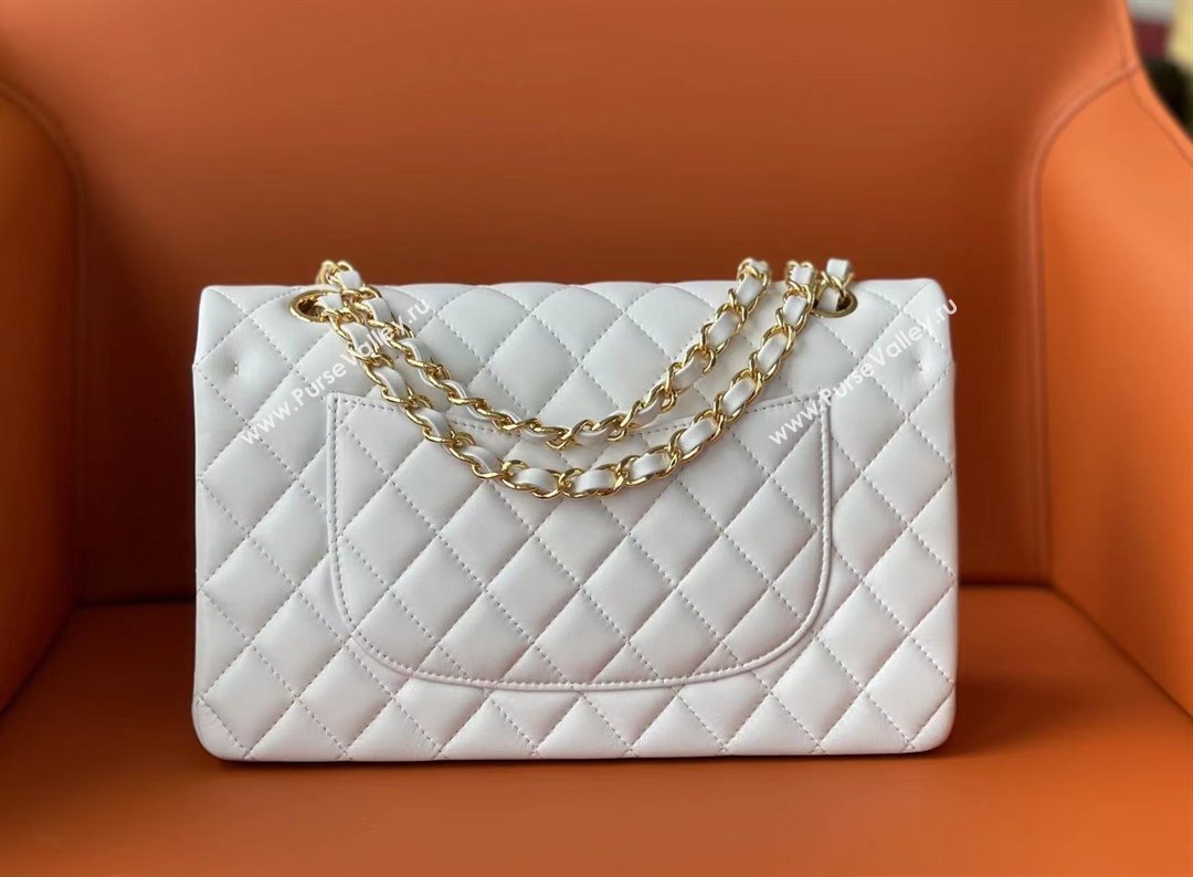 Chanel Quilted Lambskin Medium Classic Flap Bag A01112 White/Gold 2024 Original Quality (MHE-24072304)