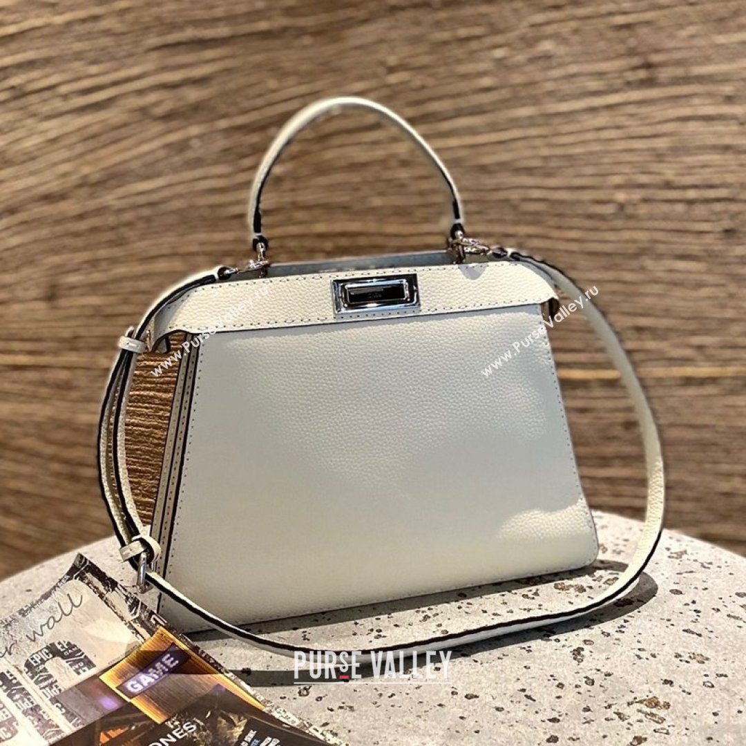 Fendi Peekaboo ISeeU Medium Selleria Bag in Grained Calfskin White 2021 (CL-21090630)