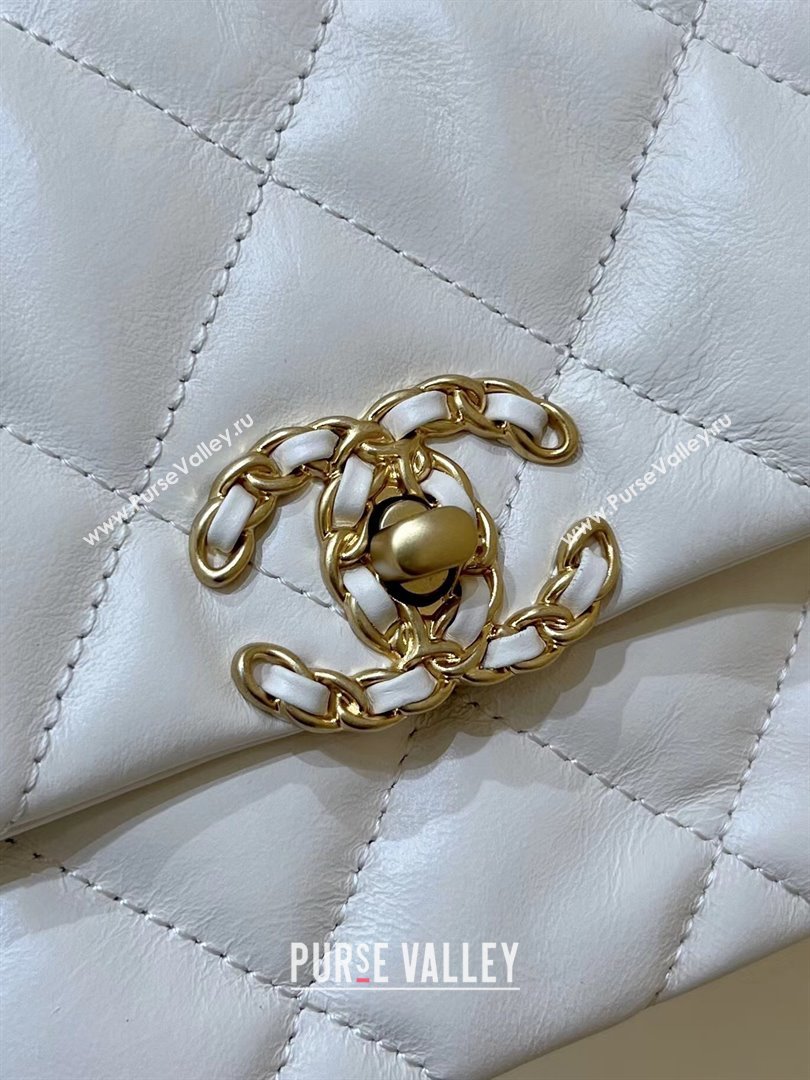 Chanel 19 Aged Calfskin Flap Bag AS4423 White 2024 Top Quality (SHUNY-24091204)