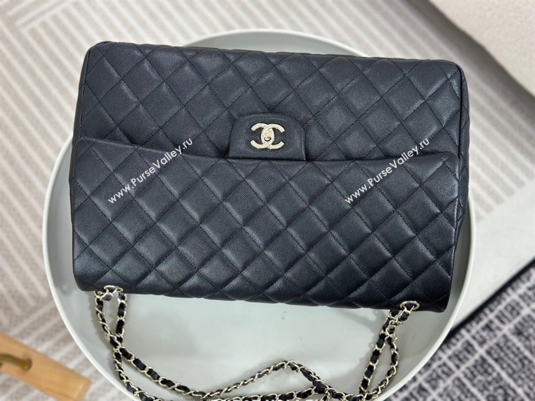 Chanel XXL Airline Travel Flap Bag inGrained Leather A4661 Black/Light Gold 2024 Top (SM-23122128)