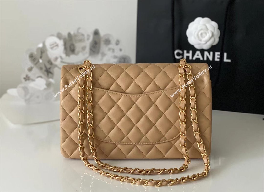 Chanel Quilted Lambskin Medium Classic Flap Bag A01112 Brown/Gold 2024 Original Quality (MHE-24072307)