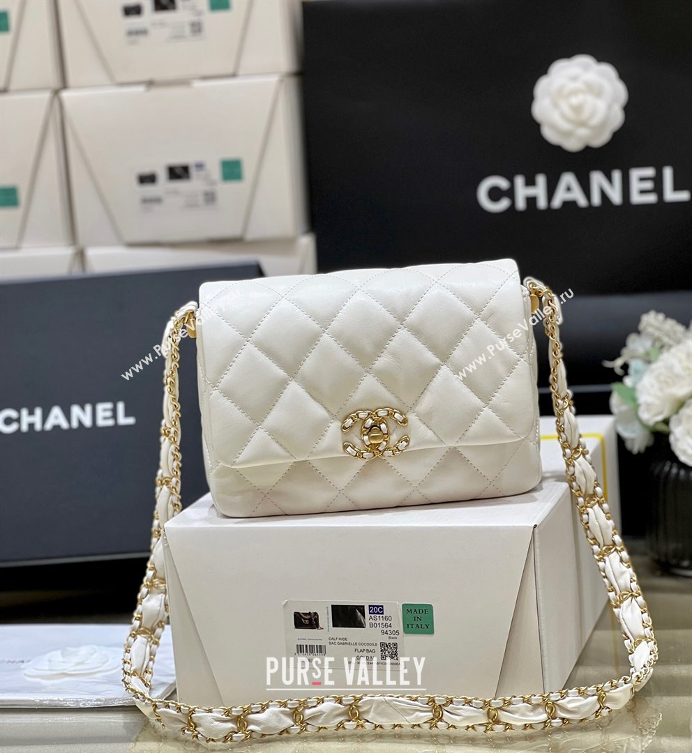 Chanel 19 Aged Calfskin Flap Bag AS4423 White 2024 Top Quality (SHUNY-24091204)