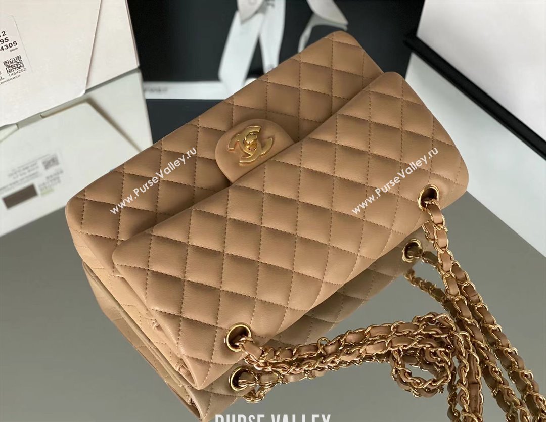 Chanel Quilted Lambskin Medium Classic Flap Bag A01112 Brown/Gold 2024 Original Quality (MHE-24072307)