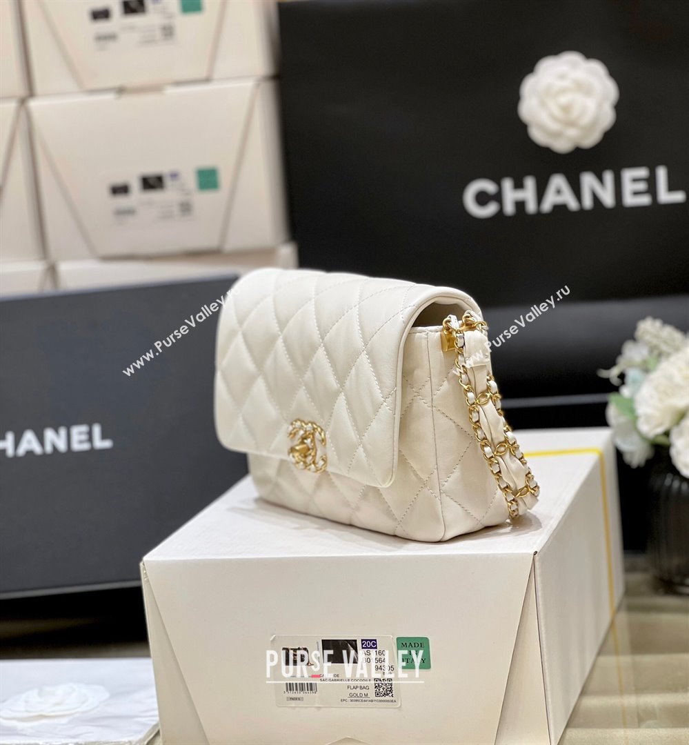 Chanel 19 Aged Calfskin Flap Bag AS4423 White 2024 Top Quality (SHUNY-24091204)