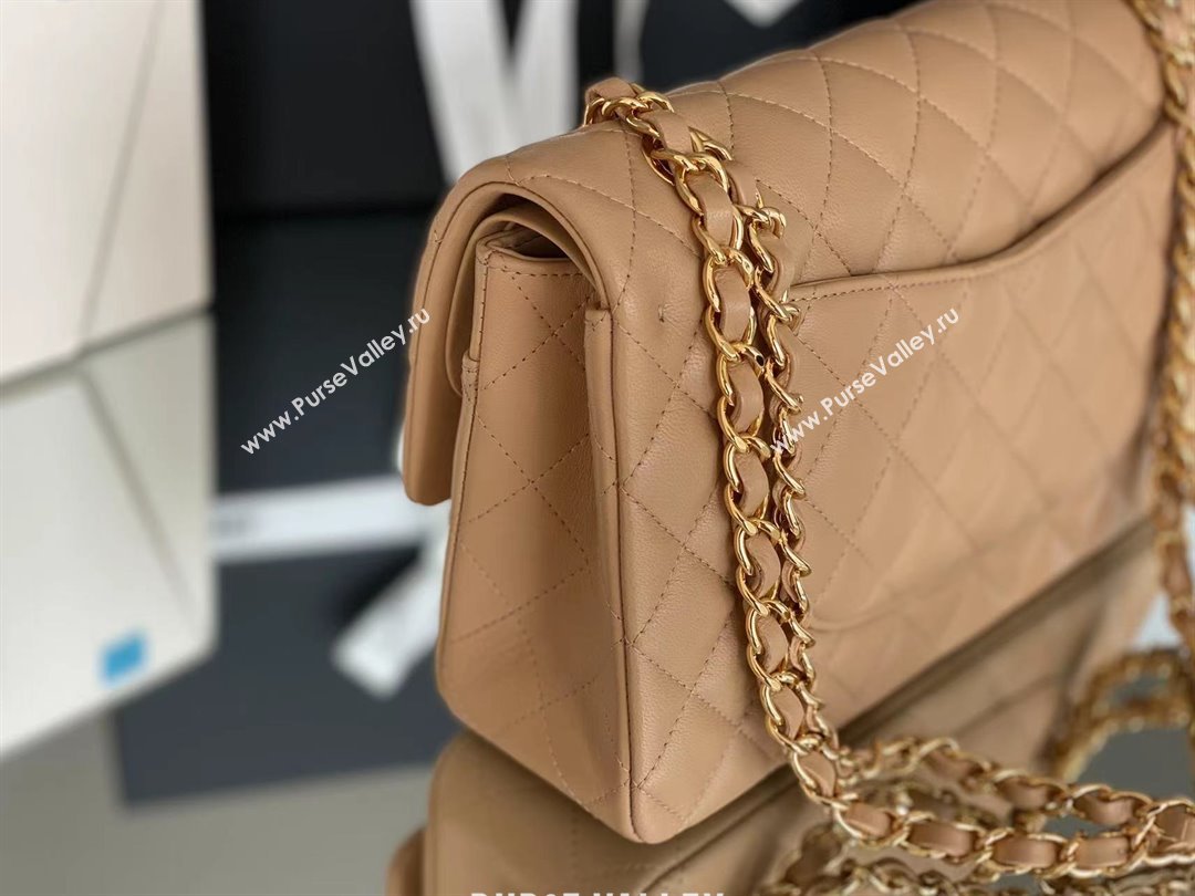 Chanel Quilted Lambskin Medium Classic Flap Bag A01112 Brown/Gold 2024 Original Quality (MHE-24072307)