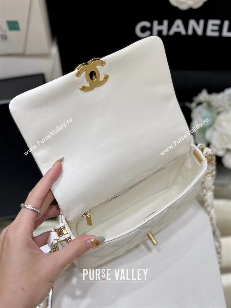 Chanel 19 Aged Calfskin Flap Bag AS4423 White 2024 Top Quality (SHUNY-24091204)