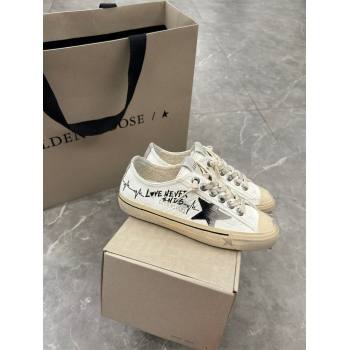 Golden Goose V-Star Sneakers in Leather with Signature White/Black 2024 0702 (13-240702116)