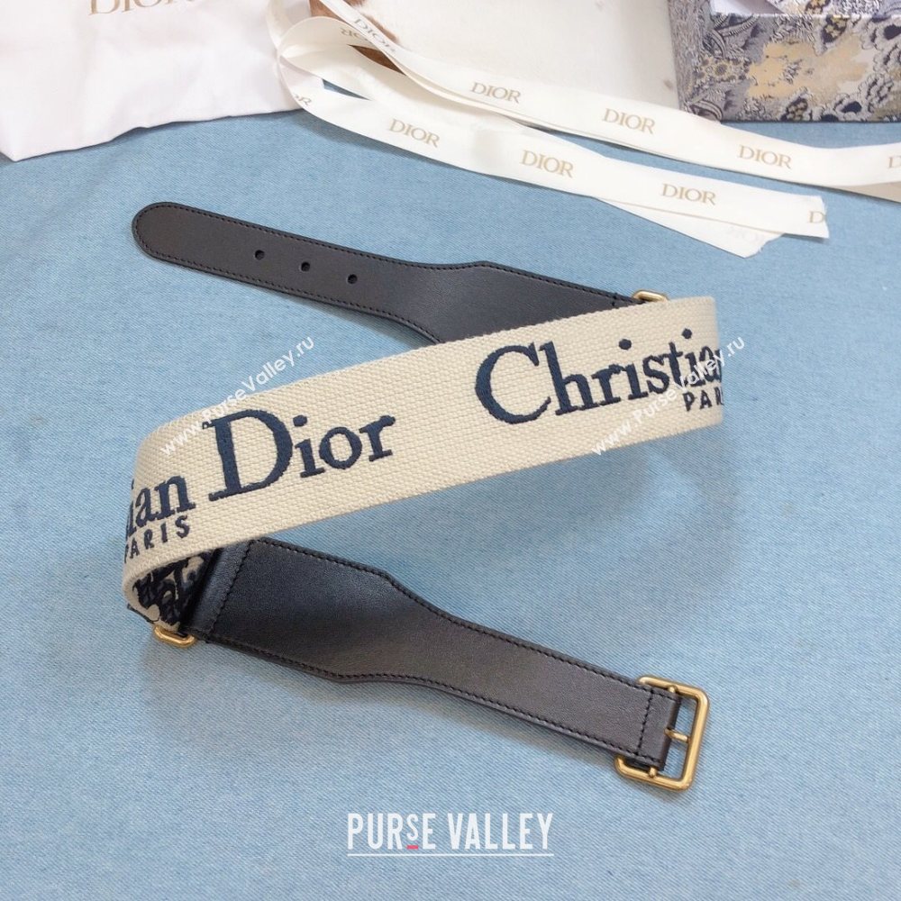 Dior Belt 5cm in Navy Blue Oblique Embroidered Canvas 2020 (99-20122429)