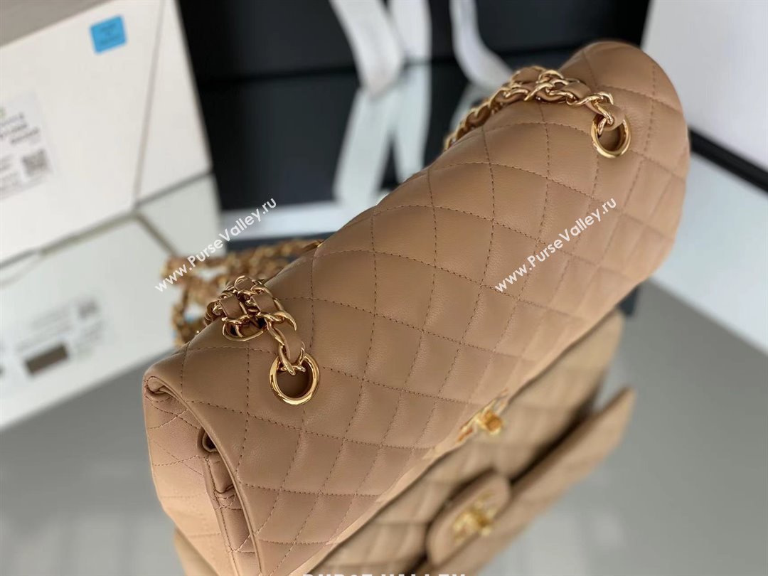 Chanel Quilted Lambskin Medium Classic Flap Bag A01112 Brown/Gold 2024 Original Quality (MHE-24072307)