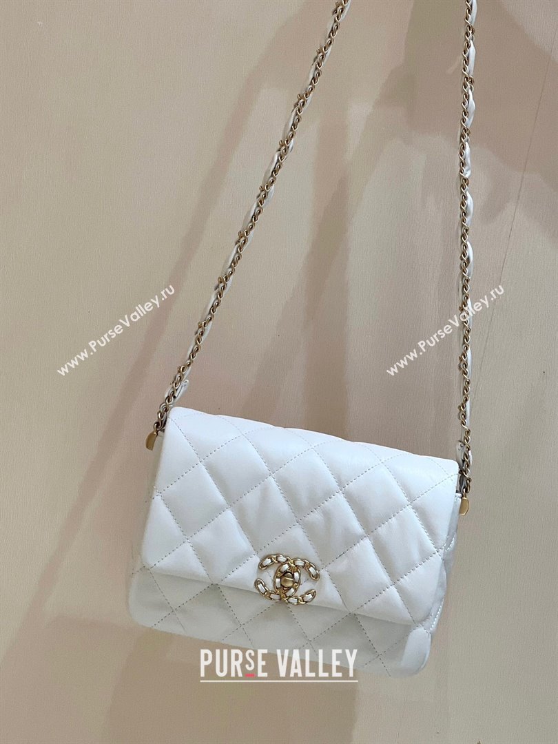 Chanel 19 Aged Calfskin Flap Bag AS4423 White 2024 Top Quality (SHUNY-24091204)