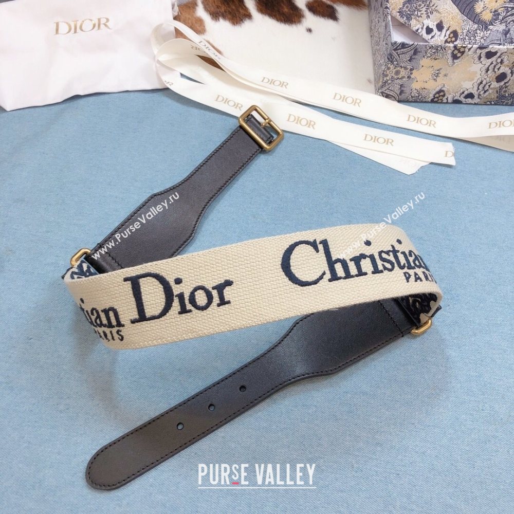 Dior Belt 5cm in Navy Blue Oblique Embroidered Canvas 2020 (99-20122429)