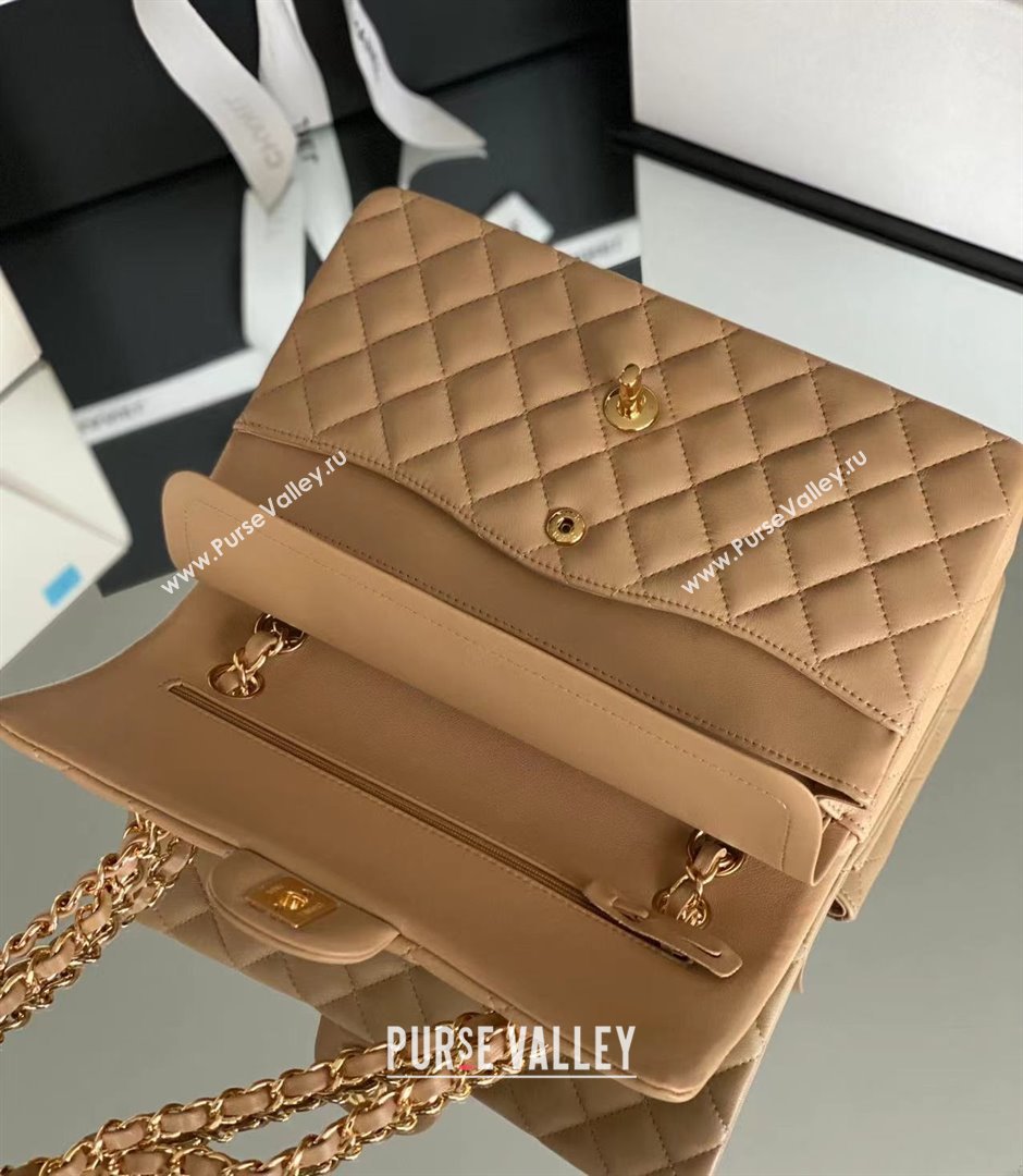 Chanel Quilted Lambskin Medium Classic Flap Bag A01112 Brown/Gold 2024 Original Quality (MHE-24072307)