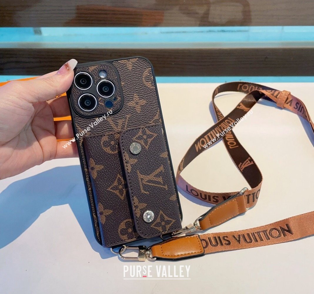 Louis Vuitton iPhone Case with Pouch and Strap Brown Monogram 2024 0727002 (A-240727003)