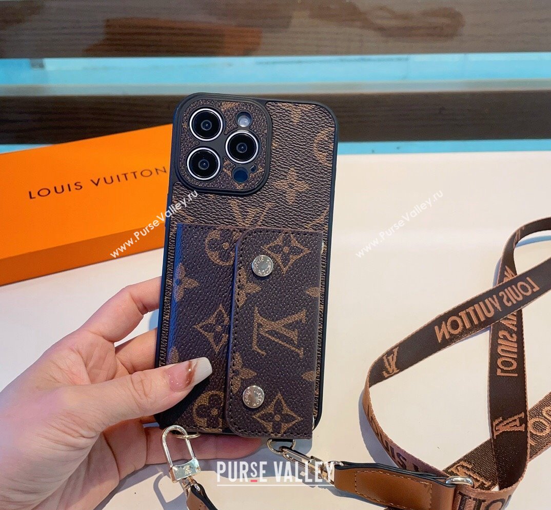 Louis Vuitton iPhone Case with Pouch and Strap Brown Monogram 2024 0727002 (A-240727003)