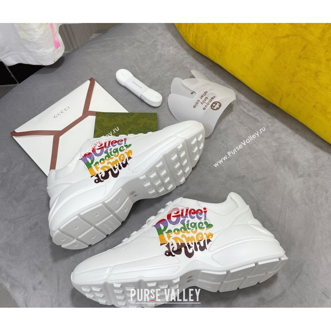 Gucci Rhyton Sneakers in Letter Print Calfskin White 2021 (MD-21081303)