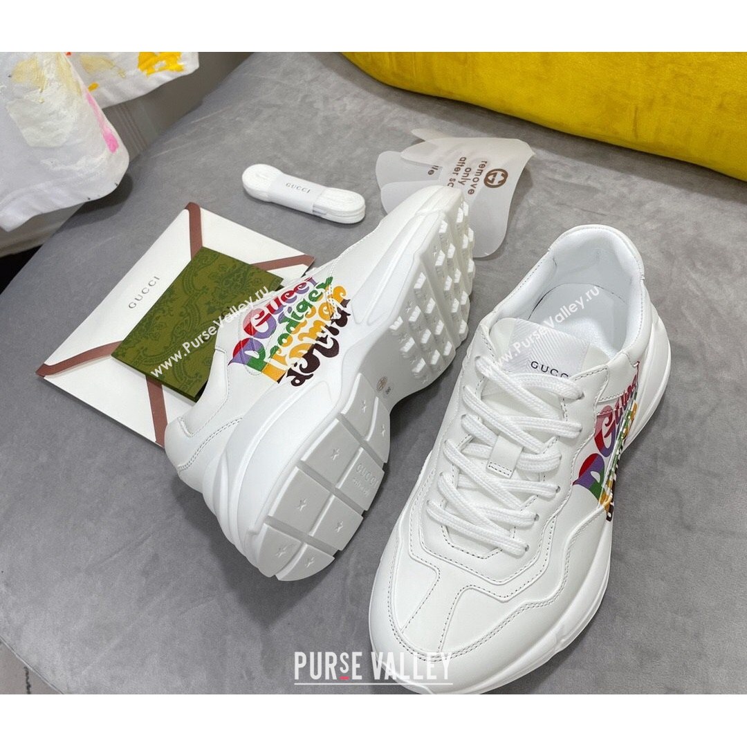 Gucci Rhyton Sneakers in Letter Print Calfskin White 2021 (MD-21081303)