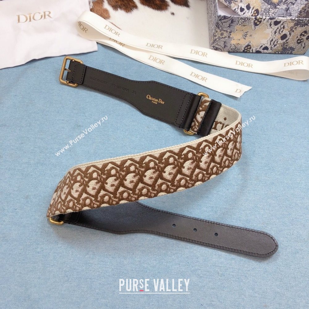 Dior Belt 5cm in Brown Oblique Embroidered Canvas 2020 (99-20122430)