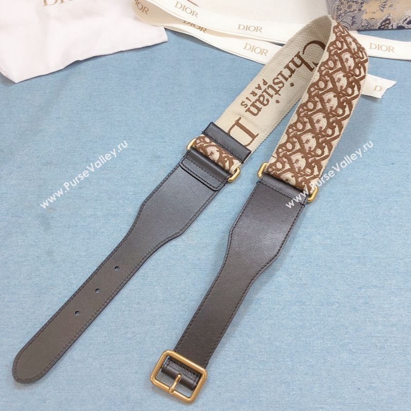 Dior Belt 5cm in Brown Oblique Embroidered Canvas 2020 (99-20122430)