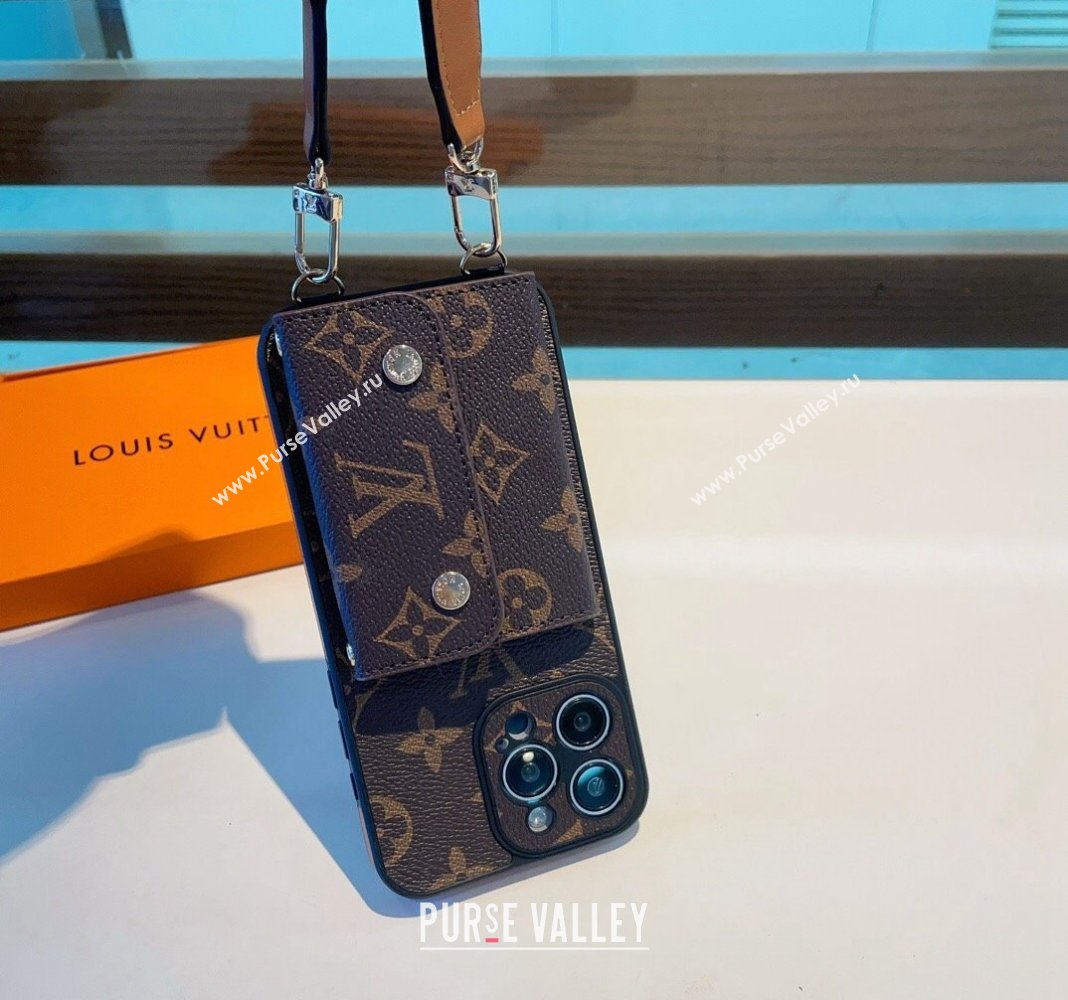 Louis Vuitton iPhone Case with Pouch and Strap Brown Monogram 2024 0727002 (A-240727003)