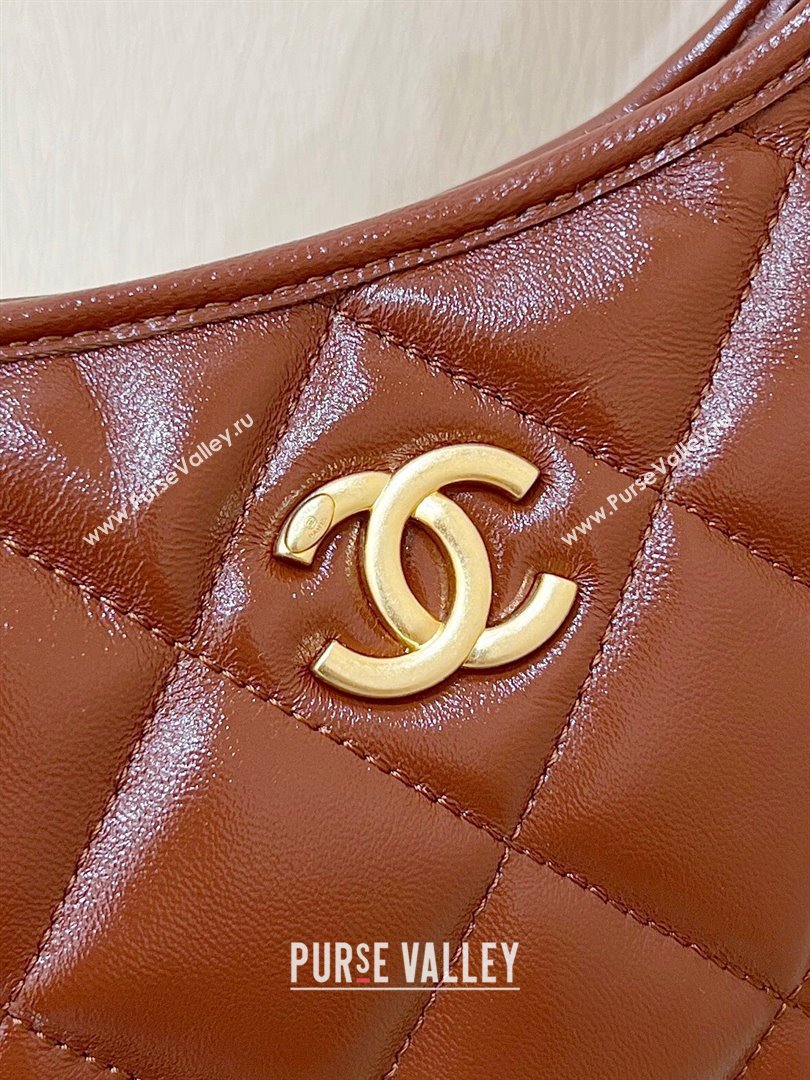 Chanel Shiny Lambskin Small Hobo bag AS4922 Brown 2024 Top Quality (SHUNY-24091206)