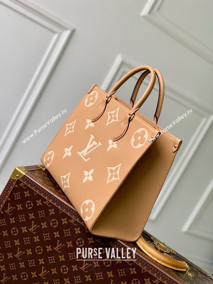 Louis Vuitton OnTheGo MM Tote Bag in Monogram Empreinte Leather Apricot/Beige M45495 2024 (K-25010803)