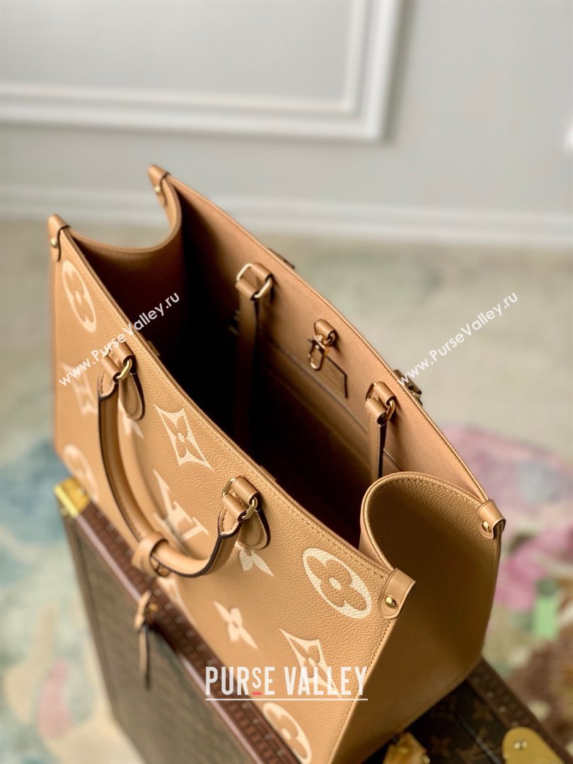 Louis Vuitton OnTheGo MM Tote Bag in Monogram Empreinte Leather Apricot/Beige M45495 2024 (K-25010803)