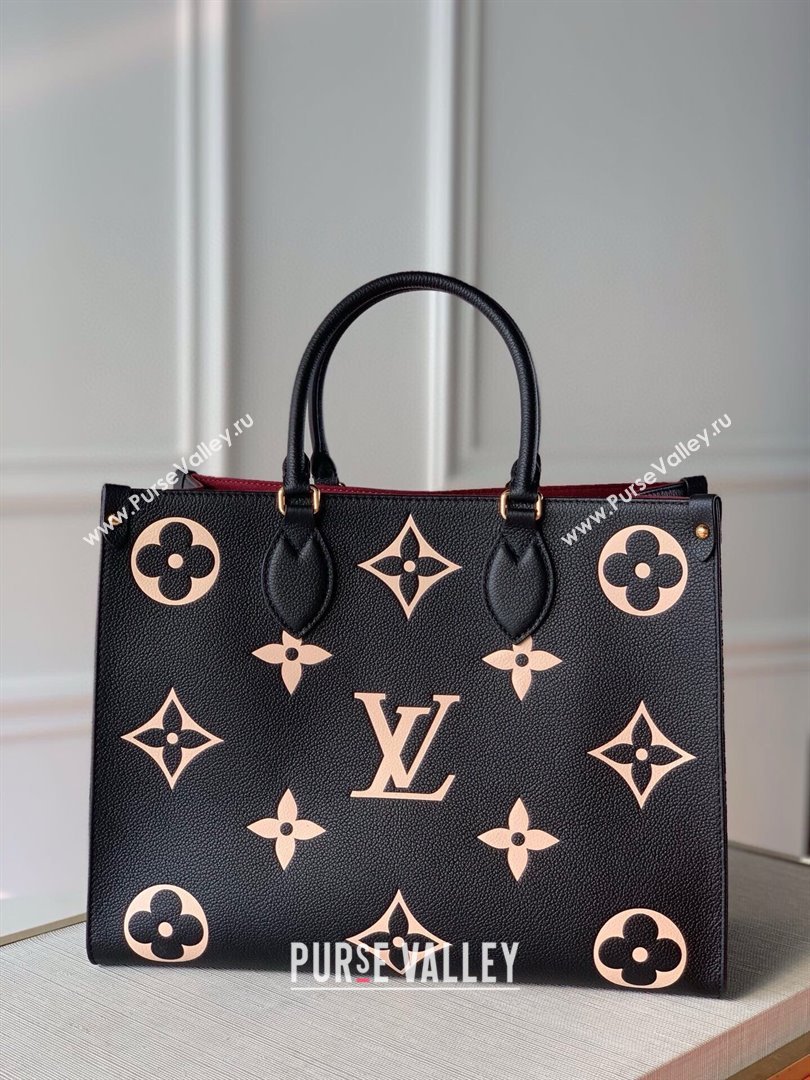 Louis Vuitton OnTheGo MM Tote Bag in Monogram Empreinte Leather Black/Beige M45495 2024 (K-25010802)