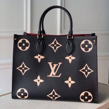 Louis Vuitton OnTheGo MM Tote Bag in Monogram Empreinte Leather Black/Beige M45495 2024 (K-25010802)