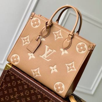 Louis Vuitton OnTheGo MM Tote Bag in Monogram Empreinte Leather Apricot/Beige M45495 2024 (K-25010803)