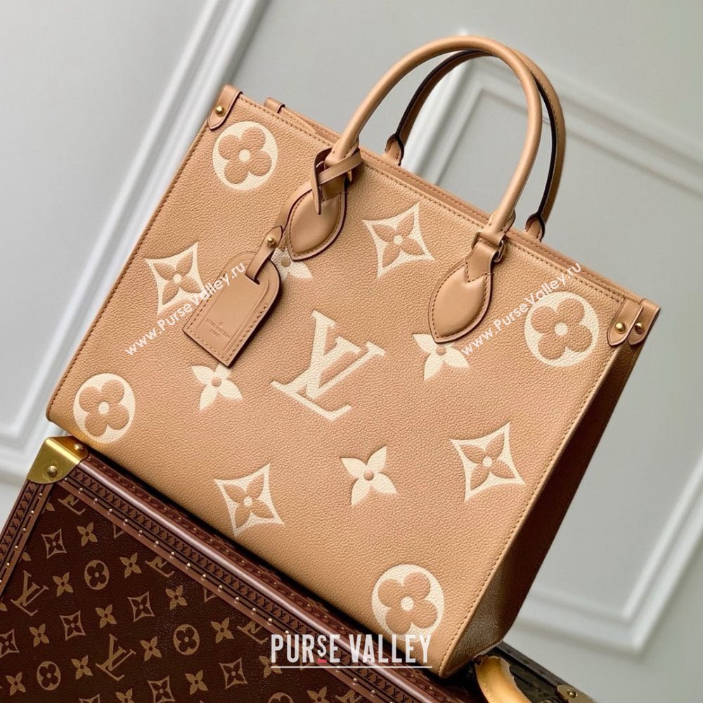 Louis Vuitton OnTheGo MM Tote Bag in Monogram Empreinte Leather Apricot/Beige M45495 2024 (K-25010803)