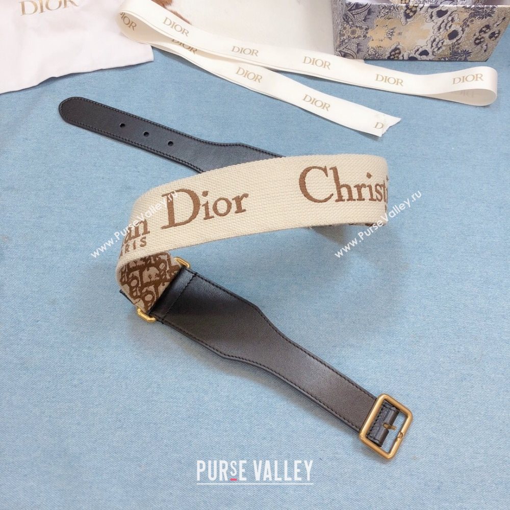 Dior Belt 5cm in Brown Oblique Embroidered Canvas 2020 (99-20122430)