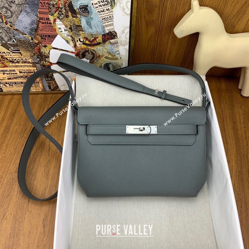 Hermes Kelly Depeches 25 Pouch in Original Epsom Leather Almond Green/2024 (Full Handmade) (XYA-24041006)
