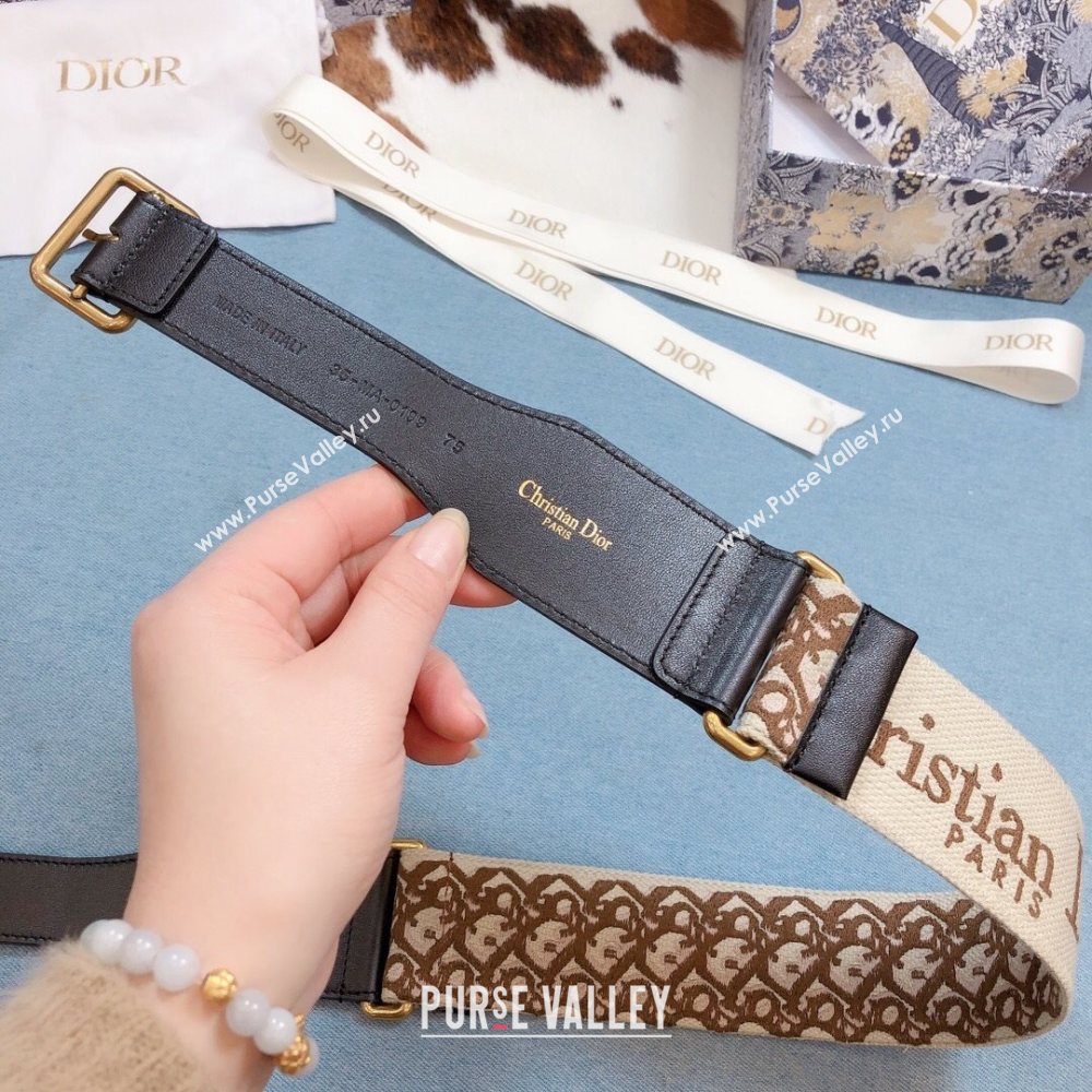 Dior Belt 5cm in Brown Oblique Embroidered Canvas 2020 (99-20122430)