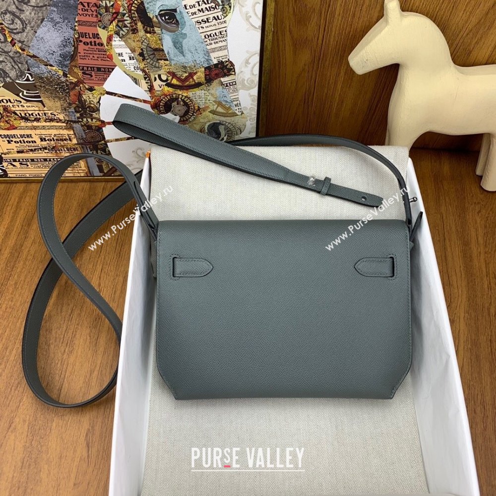 Hermes Kelly Depeches 25 Pouch in Original Epsom Leather Almond Green/2024 (Full Handmade) (XYA-24041006)